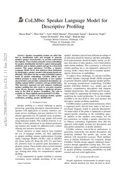 CoLMbo: Speaker Language Model for Descriptive Profiling