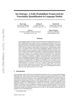 Inv-Entropy: A Fully Probabilistic Framework for Uncertainty Quantification in Language Models