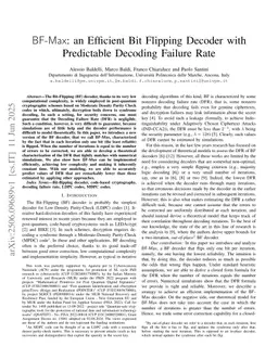 BF-Max: an Efficient Bit Flipping Decoder with Predictable Decoding Failure Rate