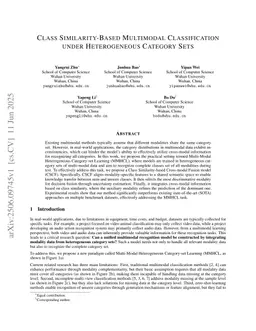 Class Similarity-Based Multimodal Classification under Heterogeneous Category Sets