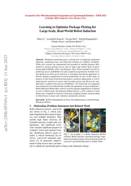 Learning to Optimize Package Picking for Large-Scale, Real-World Robot Induction