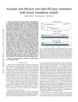 Accurate and efficient zero-shot 6D pose estimation with frozen foundation models