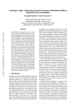 Learning to Align: Addressing Character Frequency Distribution Shifts in Handwritten Text Recognition
