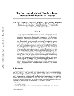 The Emergence of Abstract Thought in Large Language Models Beyond Any Language