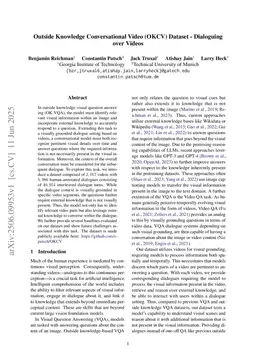 Outside Knowledge Conversational Video (OKCV) Dataset -- Dialoguing over Videos