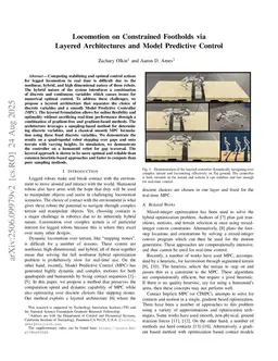 Locomotion on Constrained Footholds via Layered Architectures and Model Predictive Control