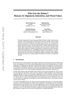 Who Gets the Kidney? Human-AI Alignment, Indecision, and Moral Values