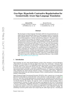Geo-Sign: Hyperbolic Contrastive Regularisation for Geometrically Aware Sign Language Translation