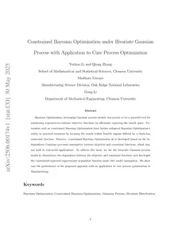 Constrained Bayesian Optimization under Bivariate Gaussian Process with Application to Cure Process Optimization
