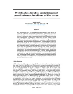 Overfitting has a limitation: a model-independent generalization gap bound based on Rényi entropy