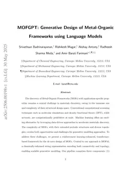 MOFGPT: Generative Design of Metal-Organic Frameworks using Language Models