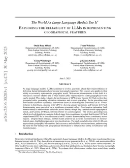 The World As Large Language Models See It: Exploring the reliability of LLMs in representing geographical features
