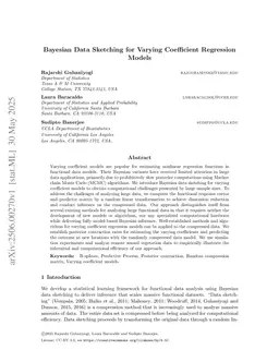 Bayesian Data Sketching for Varying Coefficient Regression Models
