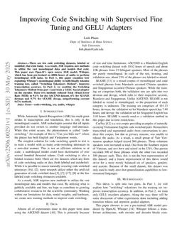 Improving Code Switching with Supervised Fine Tuning and GELU Adapters