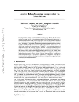 Lossless Token Sequence Compression via Meta-Tokens