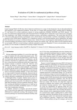 Evaluation of LLMs for mathematical problem solving