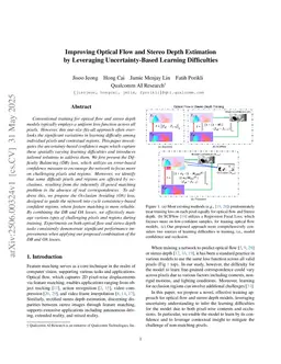 Improving Optical Flow and Stereo Depth Estimation by Leveraging Uncertainty-Based Learning Difficulties
