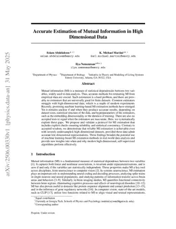 Accurate Estimation of Mutual Information in High Dimensional Data