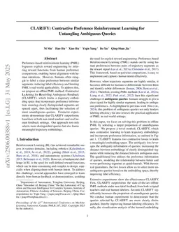 CLARIFY: Contrastive Preference Reinforcement Learning for Untangling Ambiguous Queries