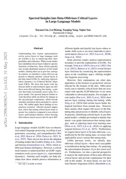 Spectral Insights into Data-Oblivious Critical Layers in Large Language Models