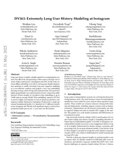 DV365: Extremely Long User History Modeling at Instagram