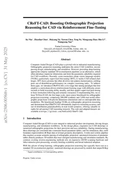 CReFT-CAD: Boosting Orthographic Projection Reasoning for CAD via Reinforcement Fine-Tuning