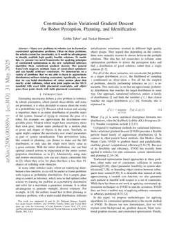 Constrained Stein Variational Gradient Descent for Robot Perception, Planning, and Identification