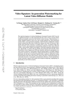 Video Signature: Implicit Watermarking for Video Diffusion Models