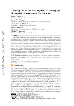 Thinking Out of the Box: Hybrid SAT Solving by Unconstrained Continuous Optimization