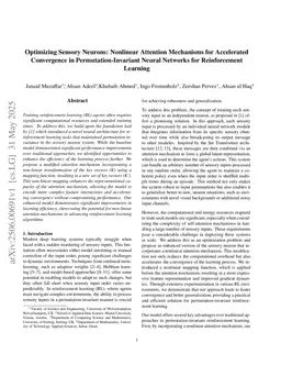 Optimizing Sensory Neurons: Nonlinear Attention Mechanisms for Accelerated Convergence in Permutation-Invariant Neural Networks for Reinforcement Learning