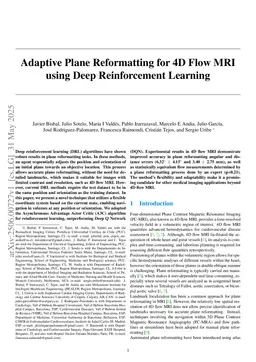 Adaptive Plane Reformatting for 4D Flow MRI using Deep Reinforcement Learning