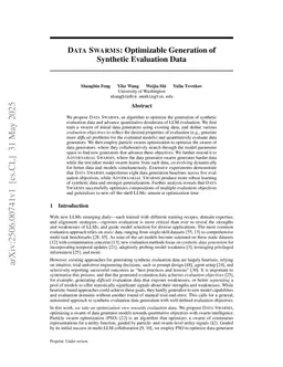 Data Swarms: Optimizable Generation of Synthetic Evaluation Data