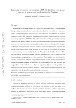 Improving population size adapting CMA-ES algorithm on step-size blow-up in weakly-structured multimodal functions