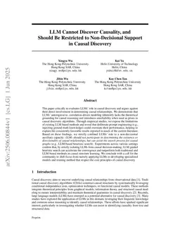 LLM Cannot Discover Causality, and Should Be Restricted to Non-Decisional Support in Causal Discovery