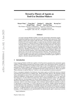 Toward a Theory of Agents as Tool-Use Decision-Makers