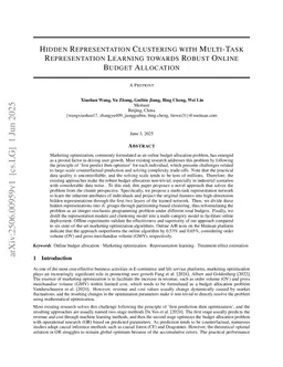 Hidden Representation Clustering with Multi-Task Representation Learning towards Robust Online Budget Allocation