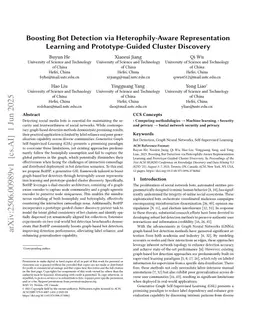 Boosting Bot Detection via Heterophily-Aware Representation Learning and Prototype-Guided Cluster Discovery