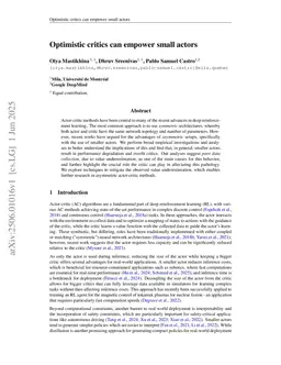 Optimistic critics can empower small actors