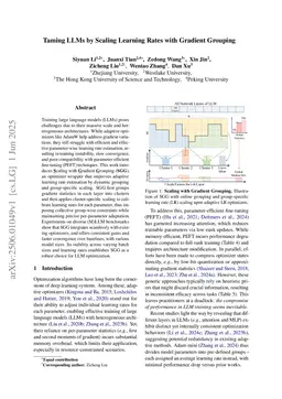 Taming LLMs by Scaling Learning Rates with Gradient Grouping