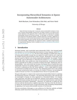 Incorporating Hierarchical Semantics in Sparse Autoencoder Architectures
