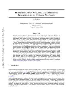 Multiresolution Analysis and Statistical Thresholding on Dynamic Networks