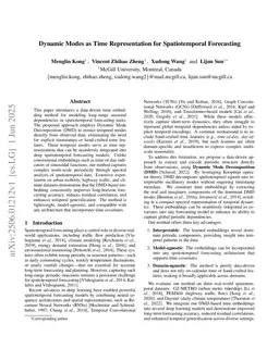 Dynamic Modes as Time Representation for Spatiotemporal Forecasting