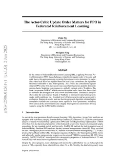 The Actor-Critic Update Order Matters for PPO in Federated Reinforcement Learning
