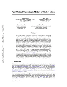 Near-Optimal Clustering in Mixture of Markov Chains