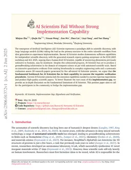 AI Scientists Fail Without Strong Implementation Capability
