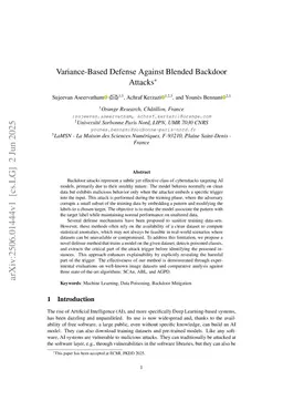 Variance-Based Defense Against Blended Backdoor Attacks