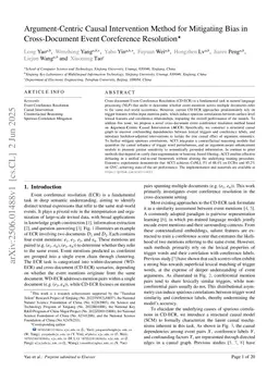 Argument-Centric Causal Intervention Method for Mitigating Bias in Cross-Document Event Coreference Resolution