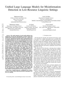 Unified Large Language Models for Misinformation Detection in Low-Resource Linguistic Settings
