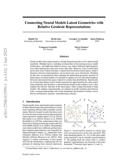 Connecting Neural Models Latent Geometries with Relative Geodesic Representations
