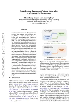 Cross-Lingual Transfer of Cultural Knowledge: An Asymmetric Phenomenon